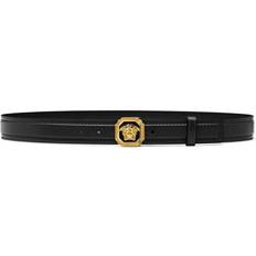 Versace Men Belts Versace Medusa Leather Belt - Black