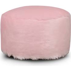 Pink Faux Fur Footstool
