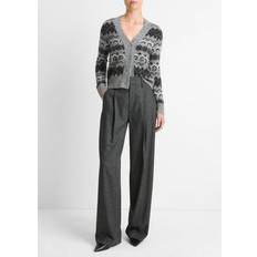 Wool Pants & Shorts Vince Charcoal Herringbone High Waisted Wide Leg Trouser