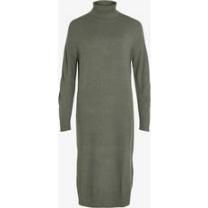 Strikkekjoler Vila Kjole viRil Roll Neck L/S Midi Dress - Grå