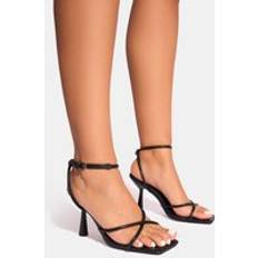 Black Heels & Pumps Public Desire Bree Patent Barely There Square Toe Mid Heels - Black