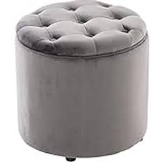 Poggiapiedi CLP Pouf Contenitore Pantin Velluto Grigio Poggiapiedi