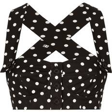 Multicolour Blouses Dolce & Gabbana Cotton Polka Dot Crop Top Black