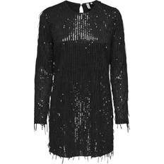 Mesh Klänningar Only Onlanika Spacy LS Short Dress - Svart