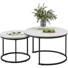 Ebern Designs White Coffee Tables Ebern Designs Round w/ Metal Frame Coffee Table