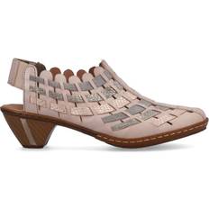 Rieker Dame Højhælede sko Rieker Sina Leather Woven Heeled Shoes - Clay/Light Rose
