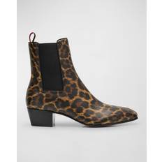 Christian Louboutin Brown Boots Christian Louboutin Rosalio Leopard Red Sole Chelsea Boots - Multi