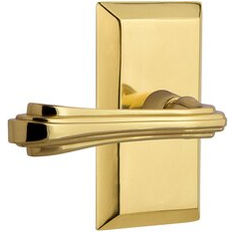 Door Handles Nostalgic Warehouse Fleur Privacy Door Lever Set 4.0 H x 2.5 W in Polished Brass 1