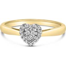 Jewelry Haus of Brilliance 14K Yellow Gold Plated .925 Sterling Silver 1/10 Cttw Round-Cut Diamond Heart Engagement Ring (I-J Color, I3 Clarity)