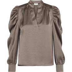 Neo Noir Blouses Neo Noir Rosslyn Heavy Sateen Blouse - Warm Grey