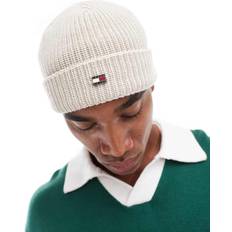 Natuurlijk - Vrouw Hoofddeksels Tommy Jeans Flag Ribbed Beanie - Off White