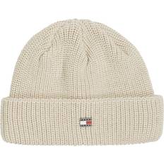 Men - Natural Beanies Tommy Jeans Flag Ribbed Beanie - Off White