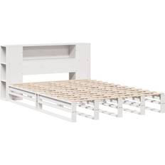 120 cm Senge vidaXL Seng Med Reol Uden Madras 120x190 cm Massivt Træ Hvid