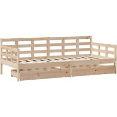 Brun Senge vidaXL Daybed Med Skuffer 90x190 cm Massivt Fyrretræ