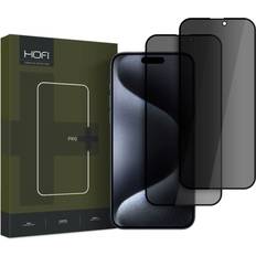 Hofi iPhone 16 Pro Glass Pro Skærmbeskyttelse m. Privacy Case Friendly 2-Pak Sort Kant