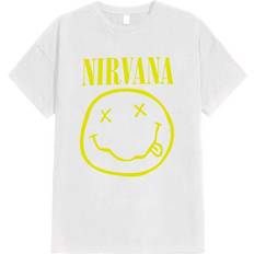 Unisex - Yellow T-shirts Nirvana Yellow Grunge Smile T Shirt - White