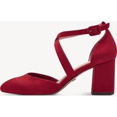 Rot Pumps Tamaris Damen Pumps Textil Blockabsatz Vegan - Red