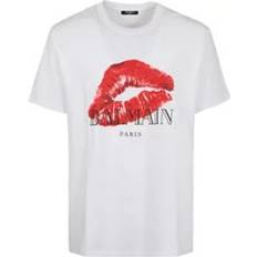 Balmain Avslappet T-skjorte Kyss Trykk - White