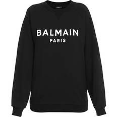 Balmain Women Jumpers Balmain Logo Cotton Jersey Sweatshirt - Black