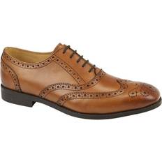 Men - Red Oxford Tredflex TF7183 Men's Lace Up Wing Cap - Tan/Red