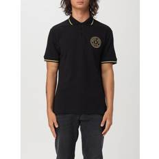 Versace Jeans Couture Gold Embroided Logo Pique Polo Shirt - Black