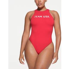 Red Shapewear & Under Garments SKIMS Cotton Jersey Olympic High Neck Bodysuit - Red