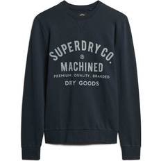 Denim/Jeansstof - Sort Sweatere Superdry Eclipse Navy Olive Green Cotton Sweatshirt