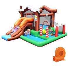 Playground Costway Kids Inflatable Bounce House Jumping Castle Slide Climber Bouncer with 550W Blower