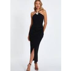 Clothing Quiz Black Diamante Corsage Midi Dress - Women