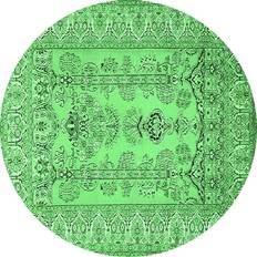 Ahgly Company Indoor Round Persian Emerald Green Area Rug 5"