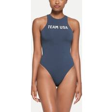 Blue Bodysuits SKIMS Cotton Jersey Olympic High Neck Bodysuit - Blue