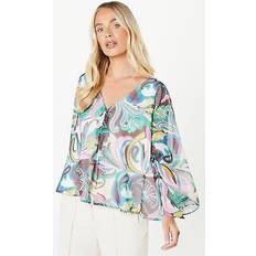 Clothing Wallis Womens Petite Printed Overlay Top - Green