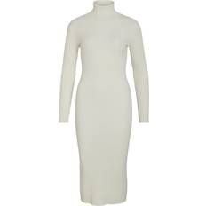 Knitted Dresses - White Vila Roll Neck Knitted Dress - Cream-White