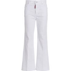 Cuir Pantalons DSquared2 Super Flared Cropped Pantaloni - Bianco-Donna