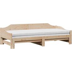 Brun Senge vidaXL Tagesbett Ausziehbar 90x190 cm Massivholz Kiefer