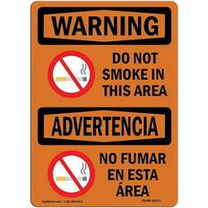 Office Supplies SignMission OSHA Warning Sign 12 x 18 in - Do Not Smoke in This Area Bilingual