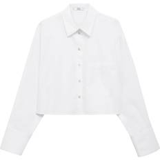 White Blouses Mango Pocket Detail Cropped Shirt - Off White