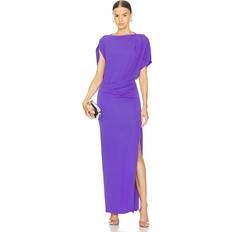 Morado Vestidos Simkhai Hollins Asymmetric Cape Gown - Purple