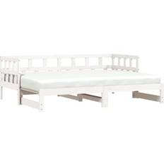 Letti vidaXL Divano Letto con Letto Estraibile Bianco 90x190 cm Massello Pino