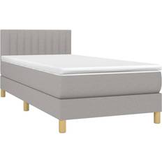 90cm Letti vidaXL mit Matratze & Led Hellgrau 90x200 cm Boxspringbett