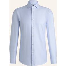 Clothing BOSS H-hank Slim Fit Cut Away Collar Textures Shirt - Light Blue