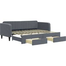 vidaXL Daybed Med Udtræk Og Skuffer 90x200 Cm Velour Mørkegrå