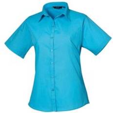 Turquoise Blouses Premier Poplin Short-Sleeved Blouse - Turquoise