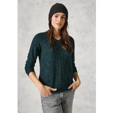 Oberteile Cecil Strukturmix-Pullover - Heather Fir Green Melange