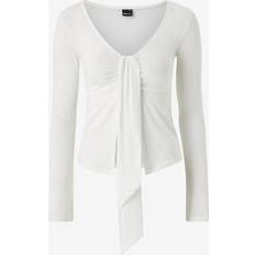 Gina Tricot Puserot Gina Tricot Toppi Tie Front Long Sleeve Top - Valkoinen