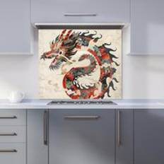 Splash Guards Majestic Chinese Dragon Swirl Kitchen Splashback 700mm x 750mm Splash Guard