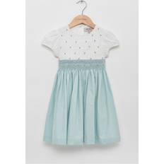 Trotters Kids' Rose Hand-Smocked Dress - Sea Blue/White