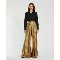 Mac Duggal Gold Pants & Shorts Mac Duggal Metallic Lame Pleated Wide Leg Pant - Gold