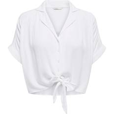 Dame - Multifarvet Bluser Only Onlpaula Life S/S Tie Shirt - Hvid