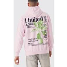 Mies - Vaaleanpunainen Neuleet boohooMAN Plant Graphic Washed Hoodie - Dusty Pink